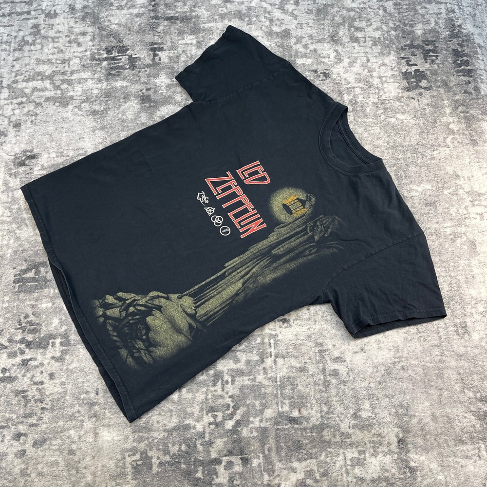 Led Zeppelin Band Shirt Black Graphic Tee  Hermit Rock Streetwear Oversized